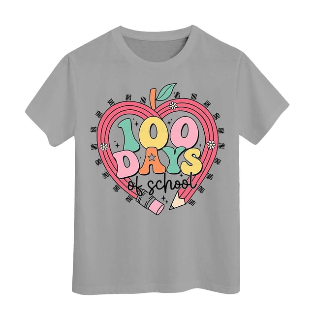 HABDGIKS T-Shirts pour Fille Garçon Imprimé Décontracté Col Rond Doux Ample Mignon Manches Courtes