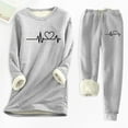 thumbnail image 3 of sususu Womens Sweatsuits 2 Piece Set,Matching Set Women's Winter Thermal Trousers Suit Lined Print Pants Set For Cold Weather Comfort And Warmth - Light Gray, 3 of 3