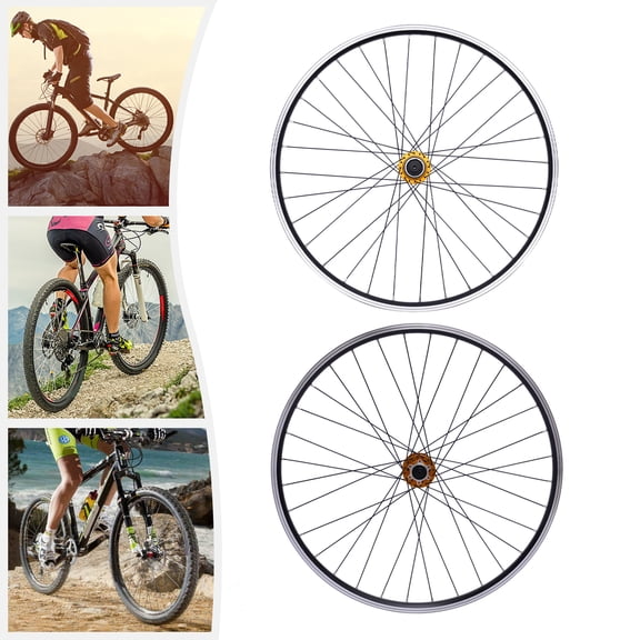 Mountain Bike Wheelset 29 Inch, Aluminum Alloy Rim Disc Brake MTB Wheelset, Quick Release Front Rear Wheels Black Bike Wheels