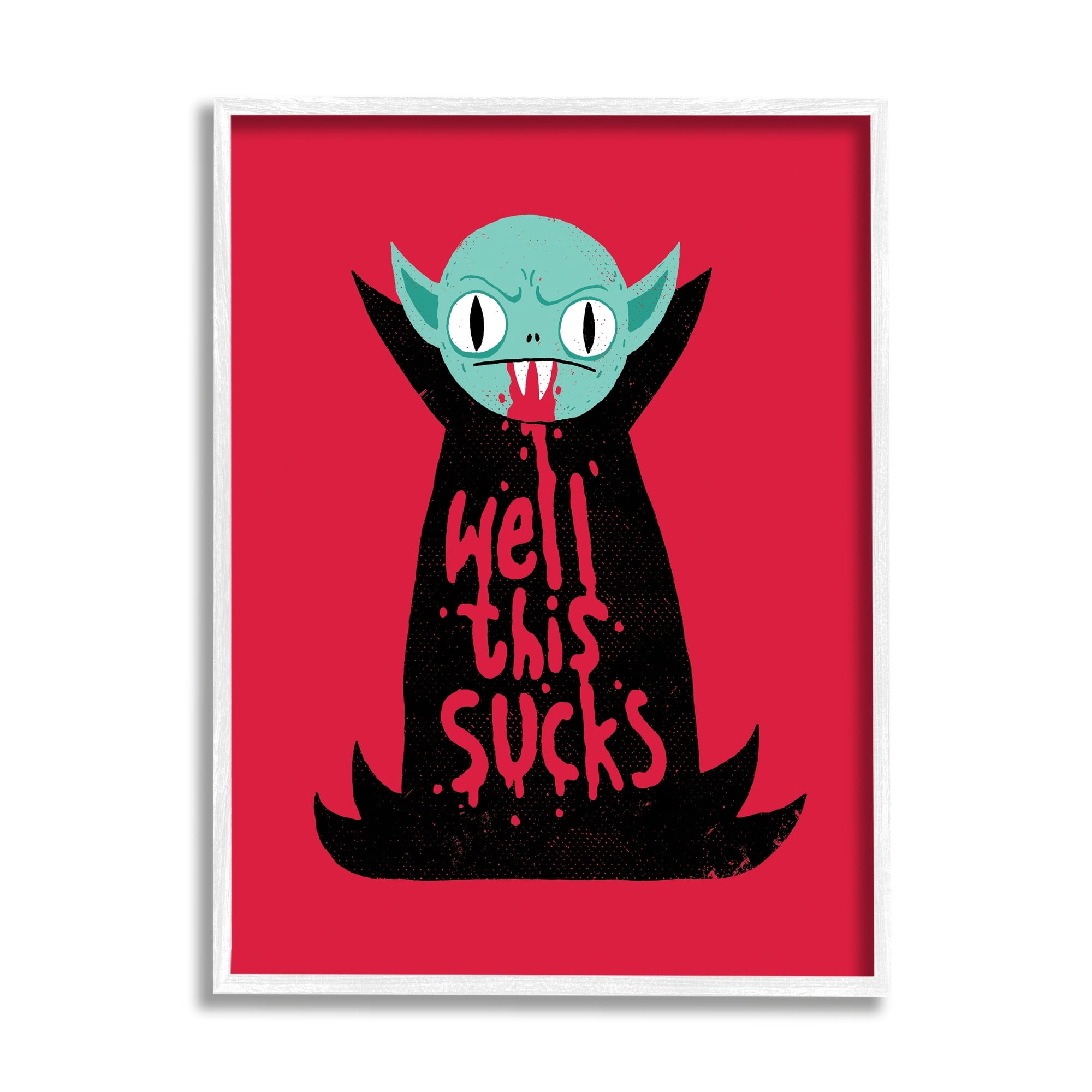 Stupell Industries Well This Sucks Vampire Drinking Blood Witty Phrase Framed Wall Art, 24 x 30, Design by Michael Buxton