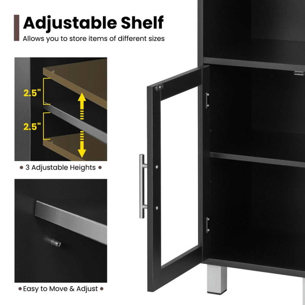 Finihen Bathroom Storage Cabinet, Bathroom Floor Cabinet, 71 Inch Tall Tower Bathroom Storage Cabinet and Organizer Display Shelves, for Bedroom, Black Finihen Bathroom Storage Cabinet, Bathroom Floor Cabinet, 71 Inch Tall Tower Bathroom Storage Cabinet and Organizer Display Shelves, for Bedroom, Black