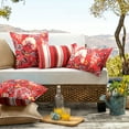 thumbnail image 3 of Phantoscope Outdoor Waterproof Floral Printed Decorative Throw Pillow Cover for Patio Garden, Red 12x20 Inch, Pack of 2, 3 of 7