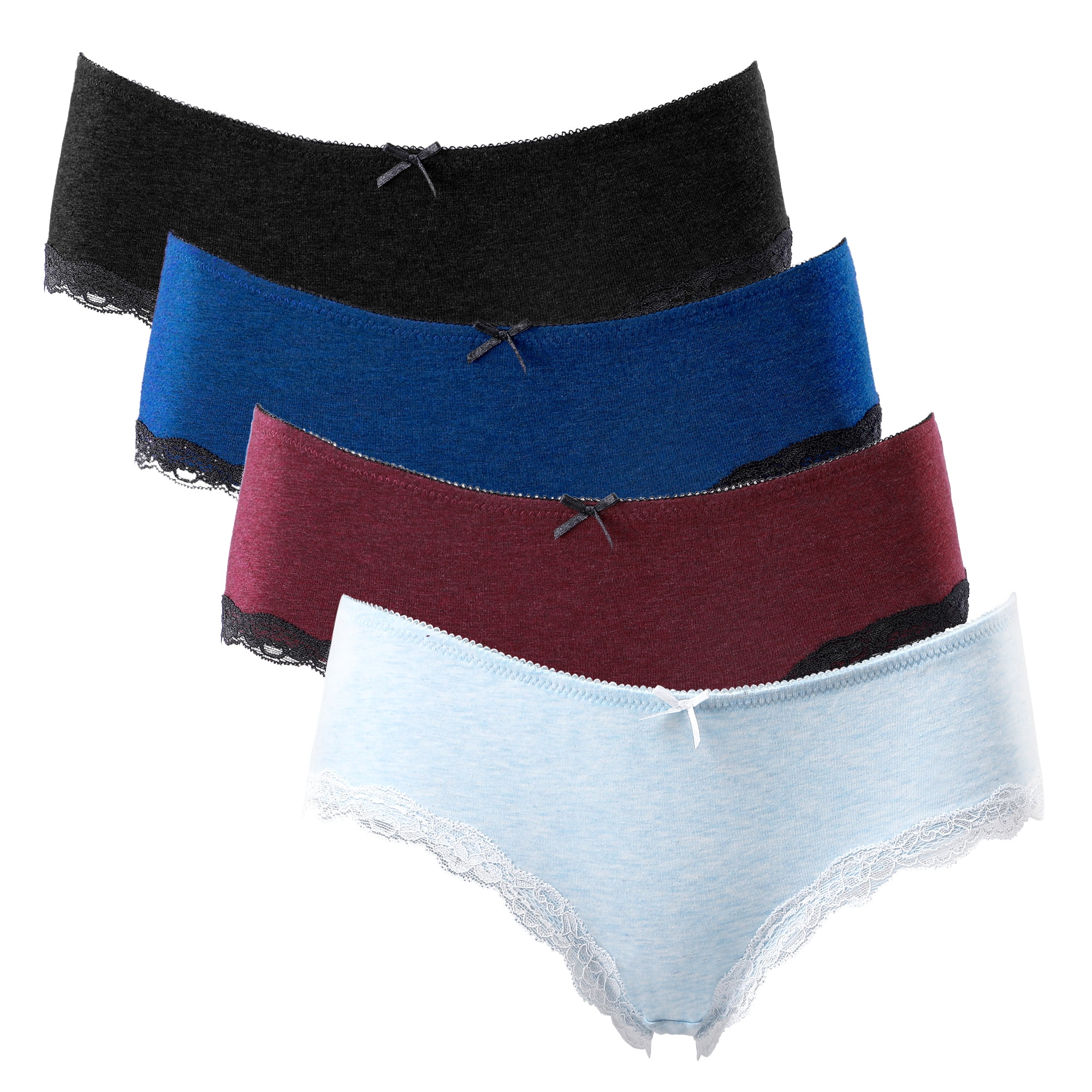 Poison ania manties polyester mens Charmo Womens Cotton Underwear Hipster Panties Lace Trim Briefs, 4-pack