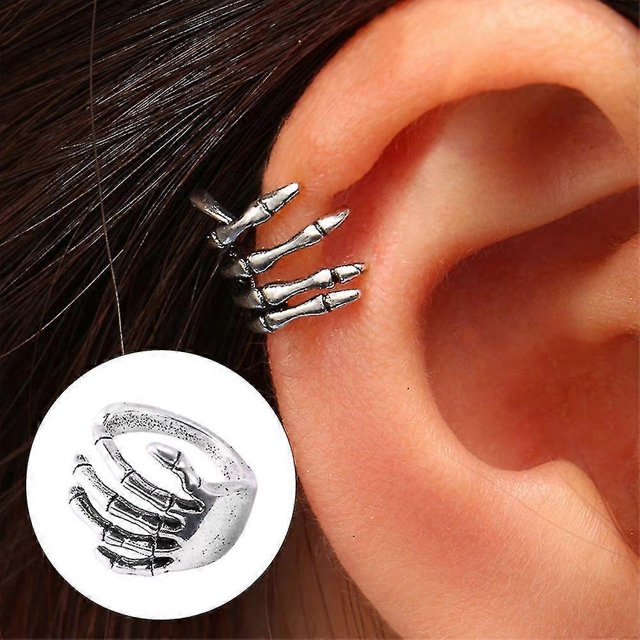 Pendientes de mano de calavera góticos 2pcs Shaofei estilo punk para mujer sin perforaciones