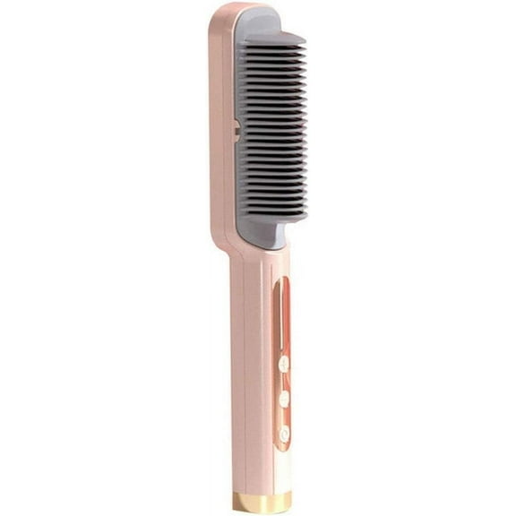 2 in 1 Electric Hot Air Comb Hair Straightener Brush Portable Multifunctional Ceramic Hair Curler Straightening Comb, Black
