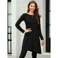 thumbnail image 5 of Chiclily Women's Long Sleeve Sweater Dress Black 2XL Loose Casual Tunic Dress with Side Button, 5 of 6