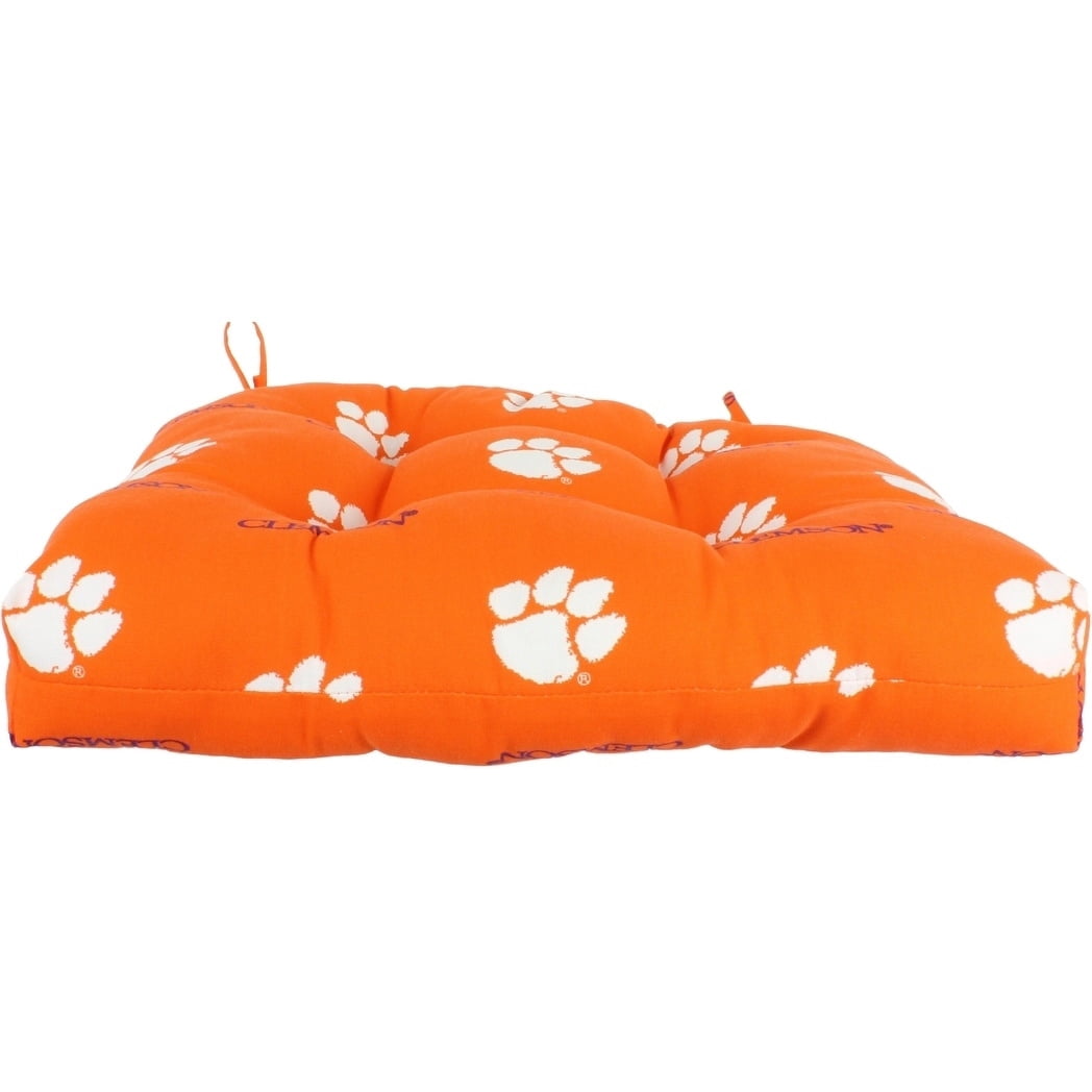 College Covers Clemson Tigers Patio Seat D Cushion 20" x 20", 2 Tie Backs
