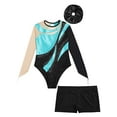 thumbnail image 3 of TSSOE Kids Girls Gymnastic Leotard Tumbling Matching Hair Scrunchie Ballet Dance Biketards with Shorts Unitard Turquoise&Black 14, 3 of 5
