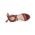 thumbnail image 4 of BLISSFUL STEP Women's Open Toe Color Block Heel Lace Up Sandals Burgundy Red (Size 7.5), 4 of 6