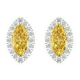 thumbnail image 3 of 14K Solid Gold Screw Back Stud Earrings for Women | 3.8 cttw Marquise Cut Simulated Yellow Diamond | White Gold, 3 of 5