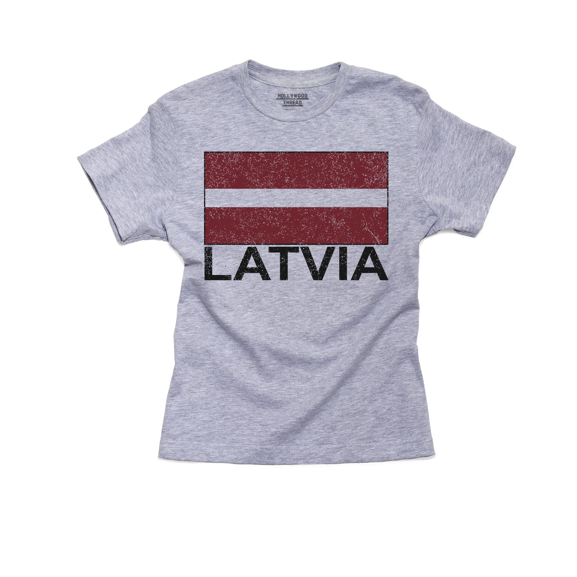 LATVIA Patriotic Retro Strip T-Shirt *Choice Of MENS LADIES KIDS BABY GROW* 
