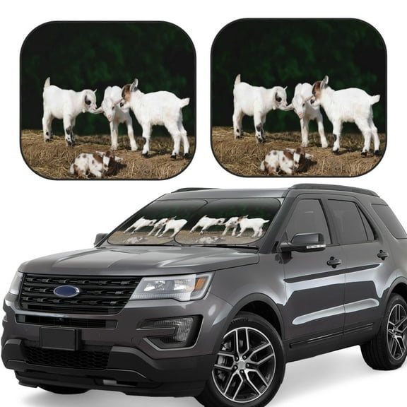Naloa Cute Goat Baby 2 Piece Foldable Car Sun Shades, Car Windshield Sunshade, Front Window Sunshade for Car, Truck, SUV - Small