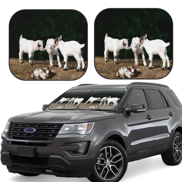 Wukai Cute Goat Baby Car Front Windshield Sun Shade,Sun Visor Shield Block Automotive Interior Protector Blocks UV Rays-Small