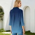 thumbnail image 6 of OIOLOYJM Women's Golf Shirts 2026 V-Neck 3/4 Sleeve Gradient Polo Shirts Summer Lapel Collared Loose Fit Hiking Tennis Shirts Business Casual Activewear Blue M, 6 of 7