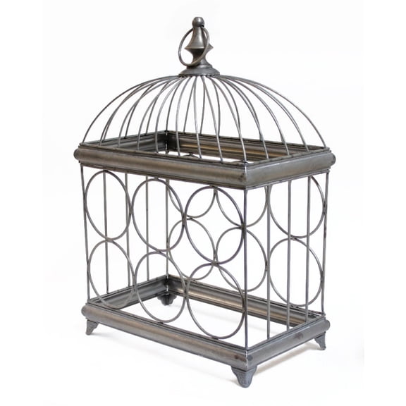 Melrose 19" Rustic Metal Birdcage Wine 6-Bottle Holder Storage Rack