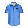 thumbnail image 5 of WREESH Men's Button Down Shirts Comfortable Short Sleeve Turndown Collar with Solid Print, Featuring Men's Tropical Tops Blue, 5 of 5