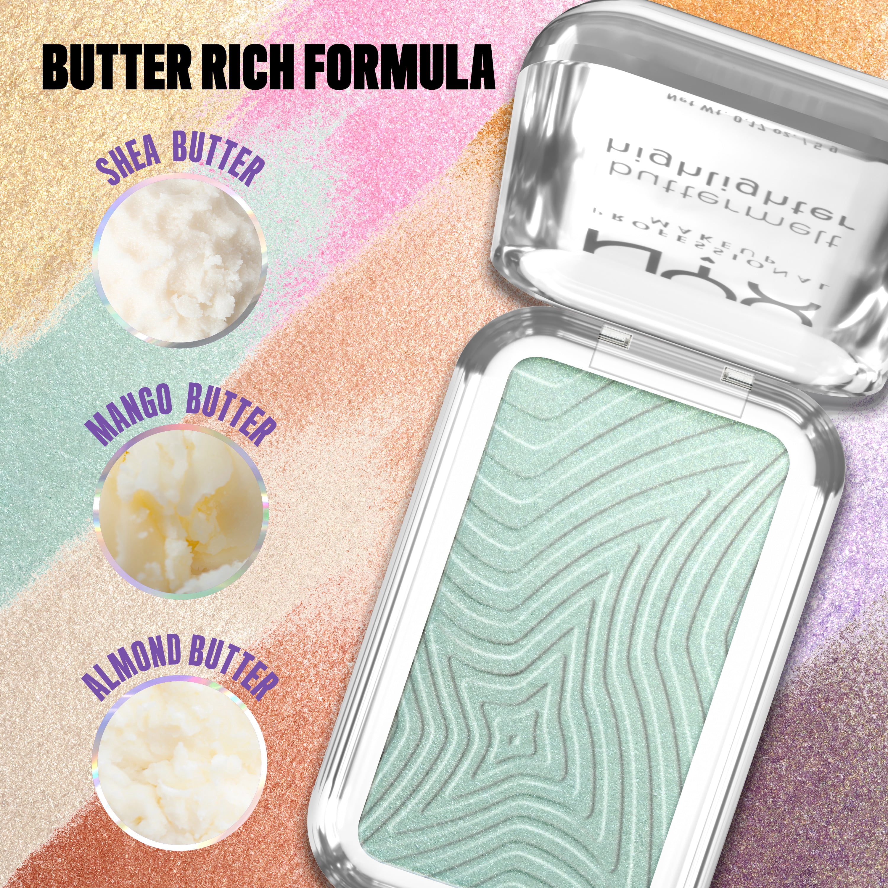 NYX Professional Makeup Buttermelt Powder Highlighter, 12H Wear, Butta Mint 20