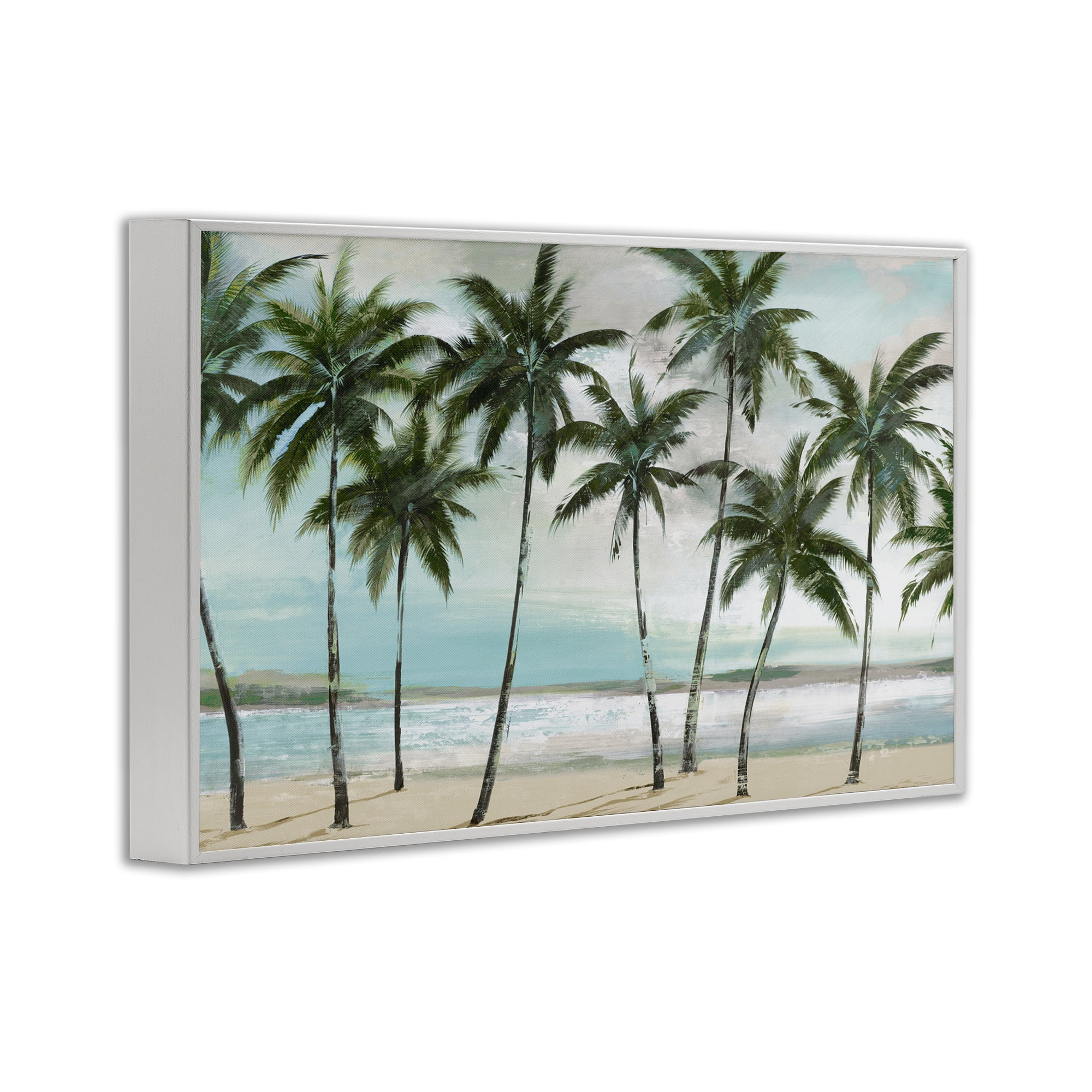 Stupell Industries Palms in A Row Coastal White Framed Giclee Art, design by Lorenzo Collective