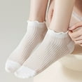 thumbnail image 6 of Women's Ribbed Ankle Socks with Ruffle Lettuce Trim Cuff Soft Breathable Knit 3-Pack - One Size Fits Most, Multicolor 2, 6 of 7