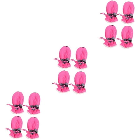 12 Pcs Set Pet Winter Boots Dog Shoes Drawstring Dog Sole Paw Protectors Floor Protector Breathable Socks Water Proof Boots Boots Puppy Soft-Soled Shoes Puppy Shoes Net Pink