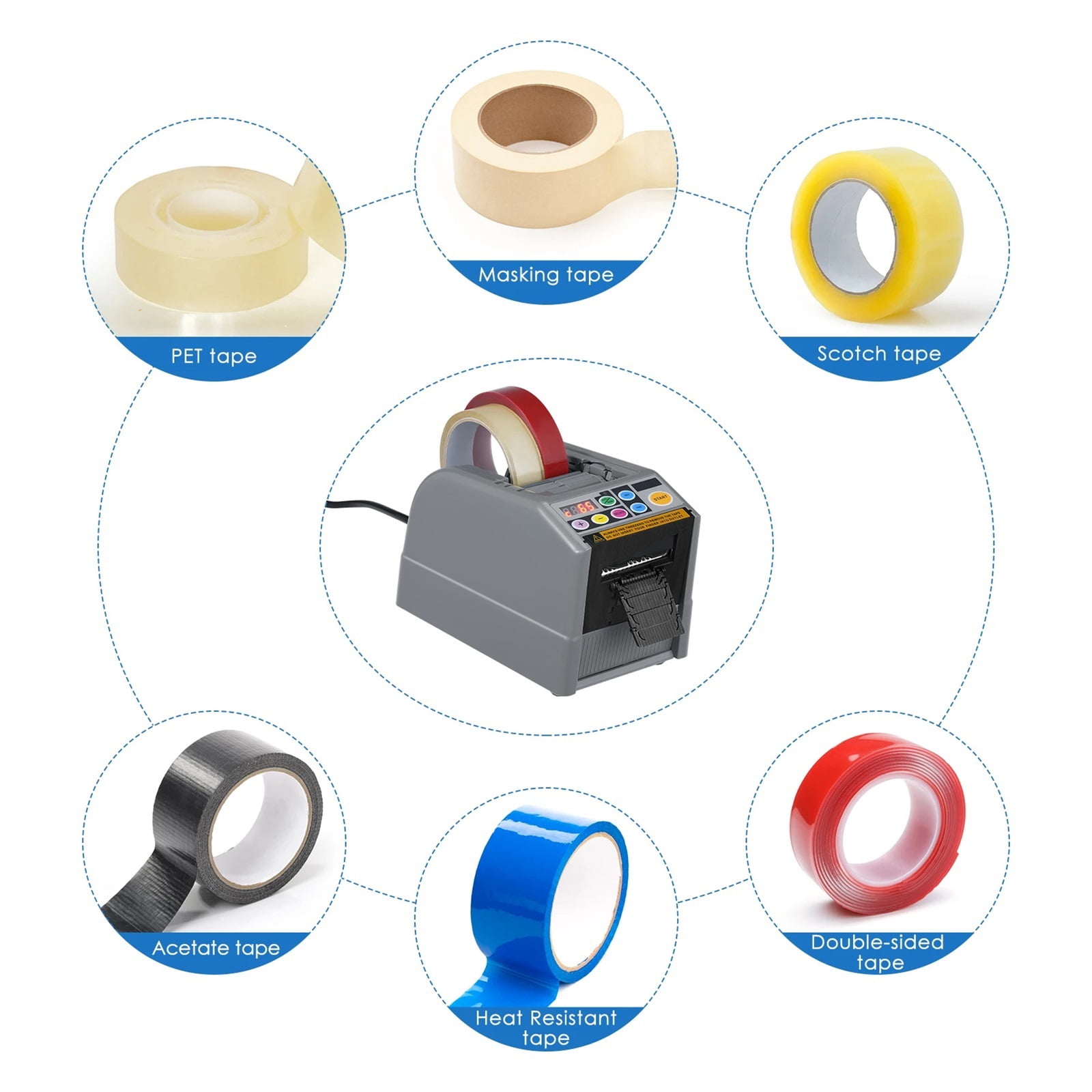 Automatic Tape Dispenser Electric Tape Cutting Machine, 999mm Cuting Length Tape Adhesive Cutter For Various 6-60mm Width Tapes ,High Efficiency