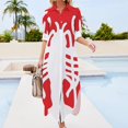 thumbnail image 4 of White Lobster on Red Background Long Sleeved Shirt Dress Dance dresses elegant chic wedding evening dresses, 4 of 7