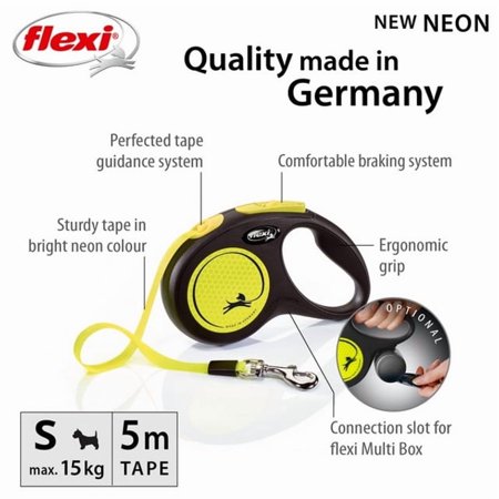 フレキシ (flexi) ニューネオン テープ S ( 5m, 15kg以下 ) 犬用伸縮リード フレキシリード ドイツ製