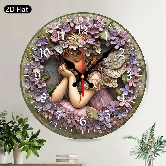 Sunflower Field Farmhouse Round Wall Clock Silent Non-Ticking Red Barn Tractor Country Decor