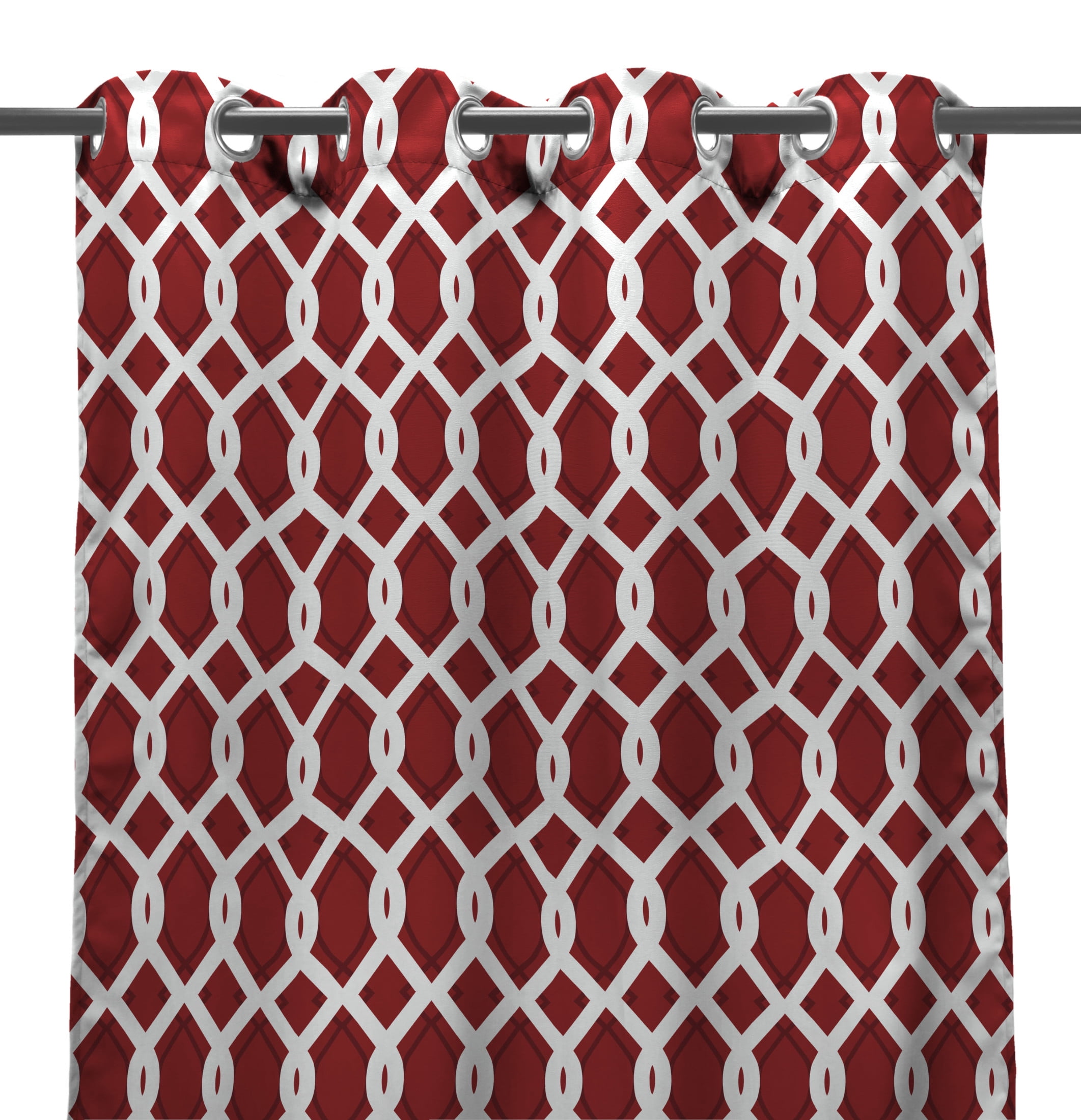 Jordan Manufacturing 54" x 84" Cayo Pompeii Red Lattice Grommet Semi-sheer Outdoor Curtain Panel (2 Pack)