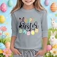 thumbnail image 2 of Easter Alphabet Print Round Neck 3/4 Sleeve T Shirt Top Grey 5Y-6Y, 2 of 4