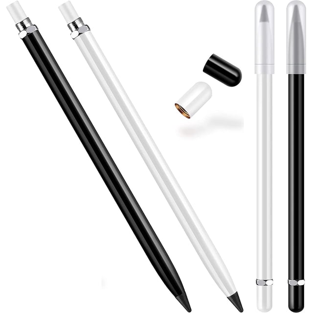 4 Pieces Metal Inkless Pen Metal No Ink Pencil Infinite Metallic Write Pen Metallic Erasable Pen for Kids and Adults Ink Pen