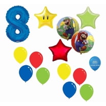 Super Mario Brothers Mario Luigi #8 8th 15 Piece Power Star Happy Birthday Decorations Balloons Set
