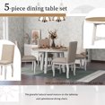 thumbnail image 2 of Harper & Bright Designs Round Extendable Dining Table Set for 4, 5 Piece Farmhouse Wood Dining Table Set with 4 Upholstered Dining Chairs, Oak Natural Wood + Antique White, 2 of 15