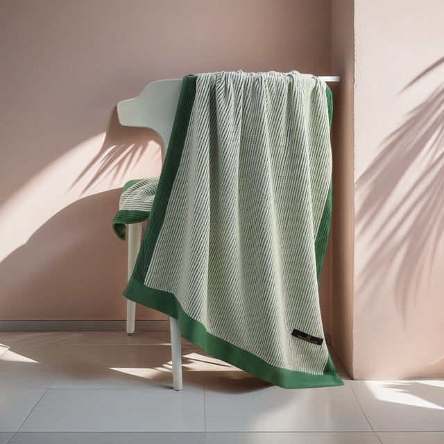 Toalla de baño de algodón | Toalla de playa gruesa, grande y absorbente de algodón puro para hogar, hotel, spa | Suave, amigable con la piel y de secado rápido | Verde gris café | 140x70cm | 1 pieza