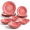 Red, variant on Green 12-Piece Dinnerware Set for 4, Tableware with Floral Rustic Design