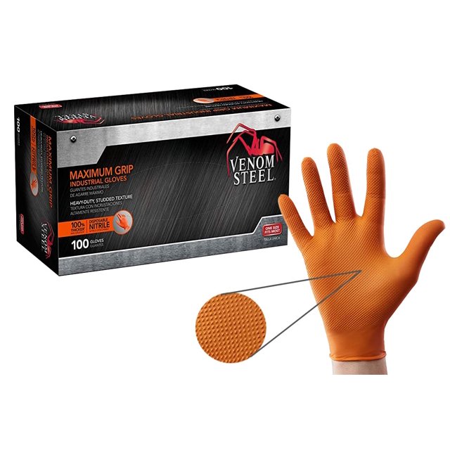 Guantes desechables Venom Steel, naranja, nitrilo, 8 mil, 100 quilates