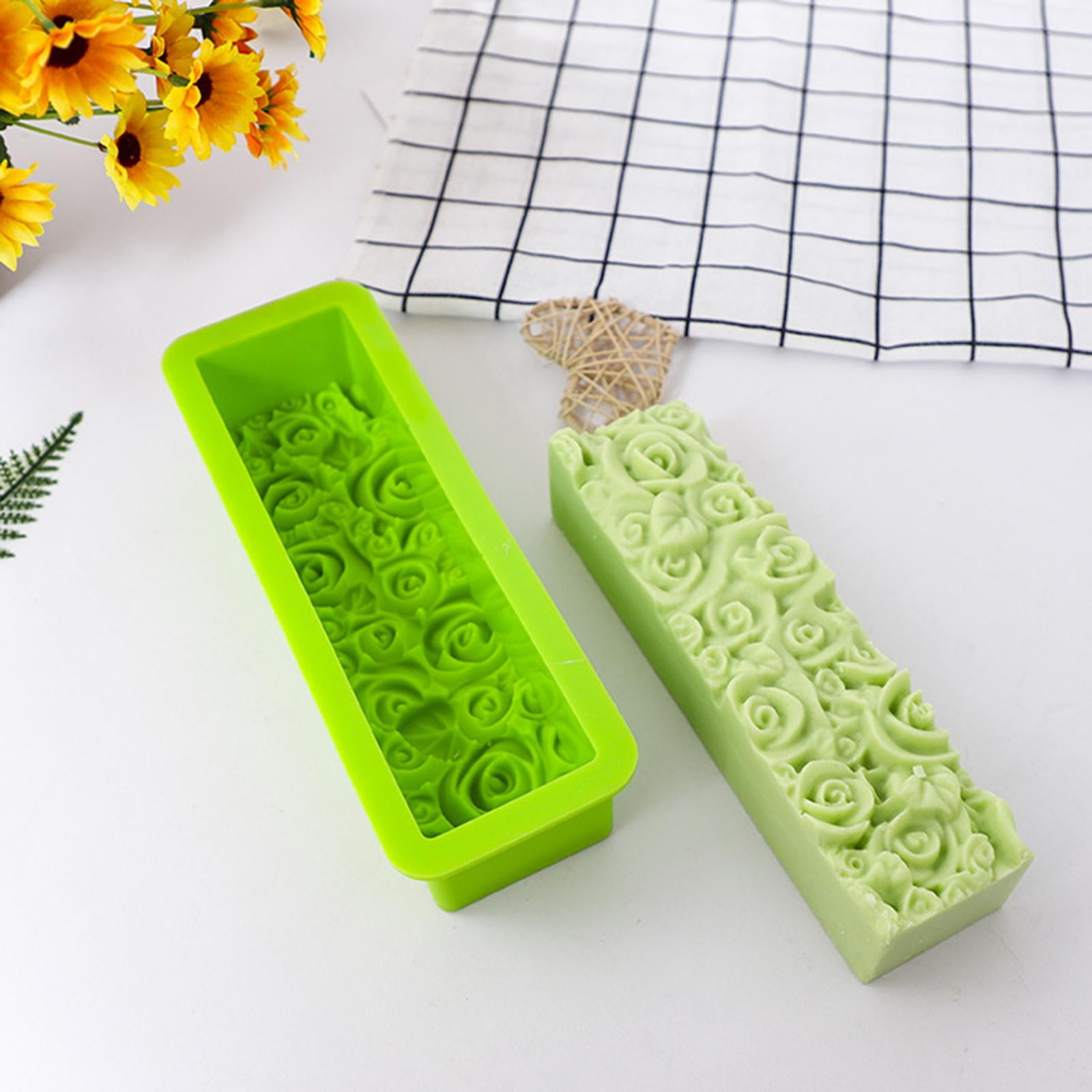 FVDPWYE 3D Silicone Mold Craft Wedding Candle Mould Rectangular Embossed DIY Handmde for green