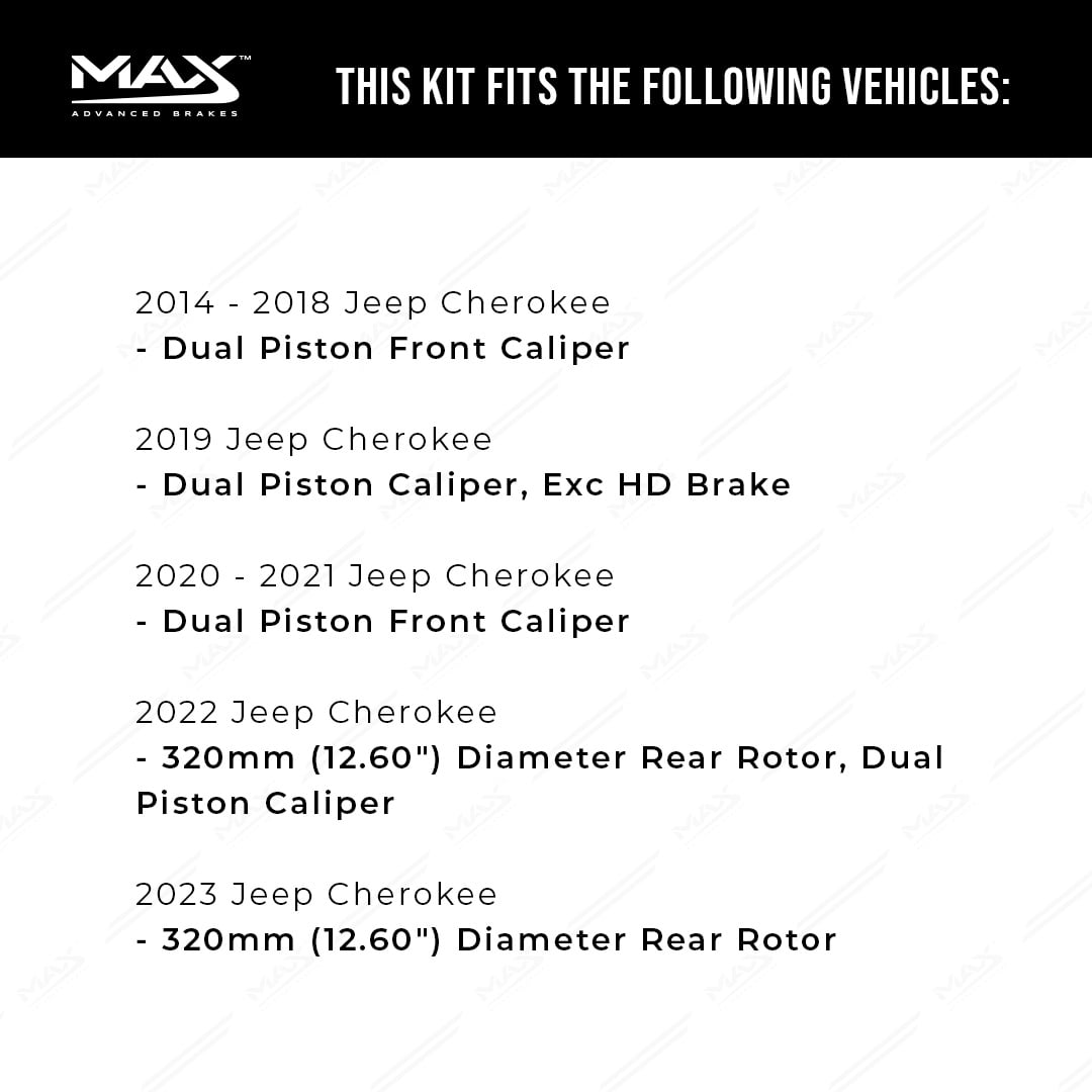 MAX Advanced Brakes - Brake Kit For 2014-2023 Jeep Cherokee (Dual Piston Caliper) | Carbon Ceramic Brake and Rotor Kit Front and Rear | Daily Driving OE Replacement Brake Rotors