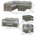 thumbnail image 3 of Outsunny 4 Pcs Garden Rattan Wicker Furniture Set w/ Cushions Mixed Grey, 3 of 10