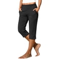 thumbnail image 3 of Eiyaclvo Work Capri Pants for Women High Waisted Stretch Straight Leg Cropped Pant Pull on Athletic Golf Cpris with Pockets, 3 of 10