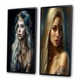 thumbnail image 3 of Designart "Sultry Secrets Sensuous Boho Beauty VI" Boho Woman Framed Wall Art Set Of 2 - Glam Blue Framed Canvas Set For Living Room Decor, 3 of 6