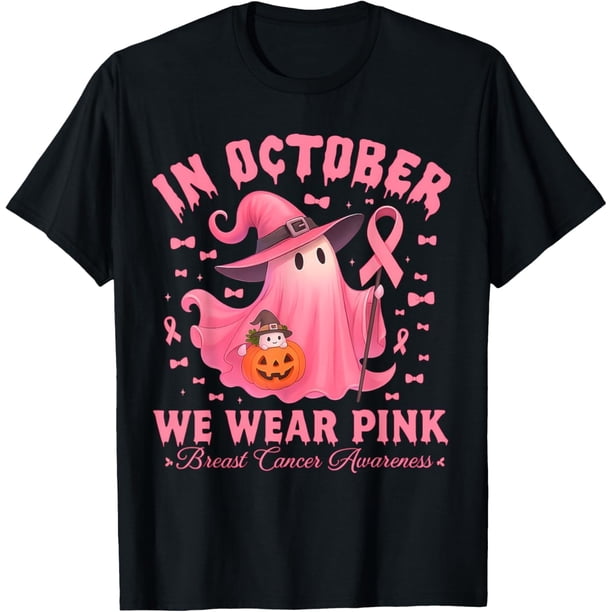 Camiseta rosa para concientización sobre el cáncer de mama de Halloween en octubre