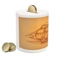 thumbnail image 2 of Vintage Boat Piggy Bank, Hand Drawn Style Weathered Old Ship in Earth Tones Marine Frigate Motif, Ceramic Coin Bank Money Box for Cash Saving, 3.6" X 3.2", Brown Pale Brown, by Ambesonne, 2 of 4
