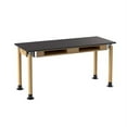 thumbnail image 2 of National Public Seating PSLT2460AH-OK-BC 24 x 60 in. Height Adjustable Science Lab Table with Book Compartments, Phenolic Top & Oak Legs - Black, 2 of 5