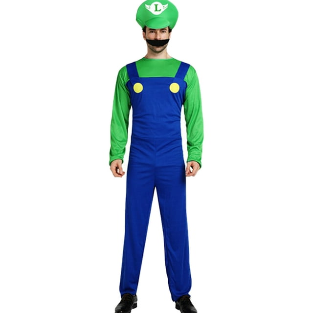 CenturyX Funny Mario Overalls Suit, Long Sleeve Round Neck Top