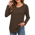 thumbnail image 4 of Womens Casual Long Sleeve Shirt Crewneck Twist knit Loose Tunic Tops, 4 of 7