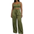 thumbnail image 2 of adaychics Womens Two Piece Outfits Sleeveless Crop Bustier Tops Wide Leg Casual Trousers with Drawstring for Streetwear, 2 of 9