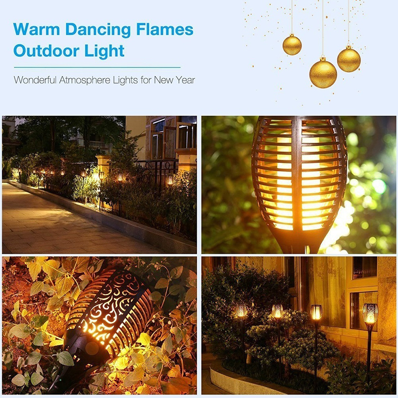 LITOM 1/4/8 Pcs IP65 Waterproof Solar Path Torches Lights. Dancing Flame Garden Lights Outdoor Landscape Decoration for Patio Garden Path Yard Wedding Party