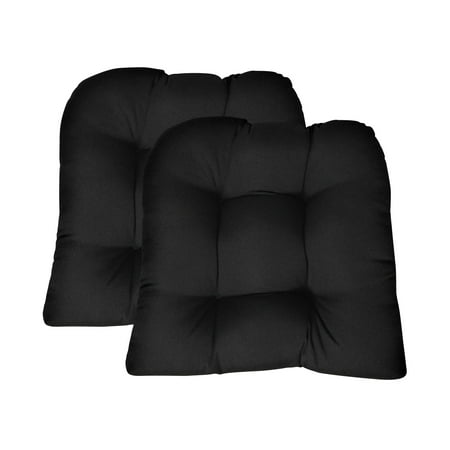 Sunbrella Canvas Black 2 Piece Wicker Chair Cushion Set ...