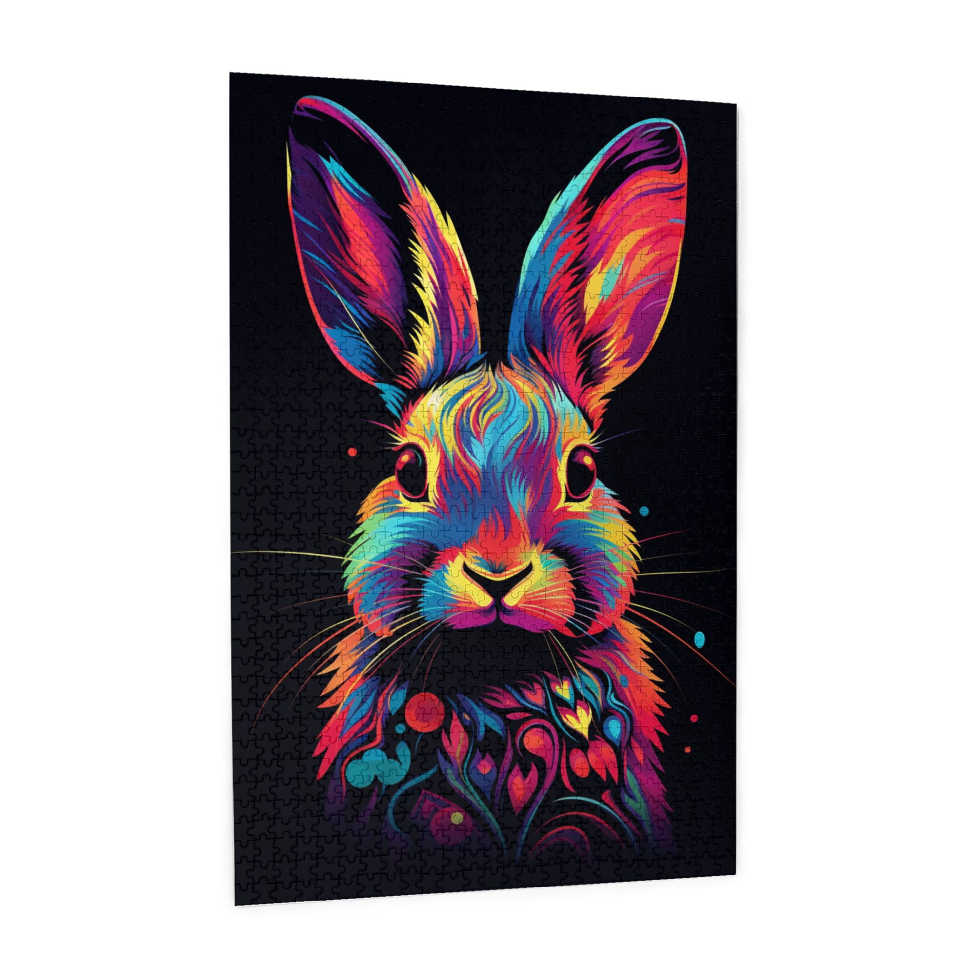 1000 pcs Cute Colorful Rabbit 1000 Piece Wooden Puzzles,Stunningly Vibrant Colors,Funny Artwork for Animal,Enchanting Colorful Rabbit Stress relieving pleasure 1000 Piece,Stress relieving pleasure